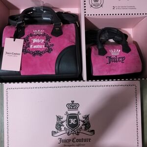 Juicy Couture Pink and Black Mini Satchel Set